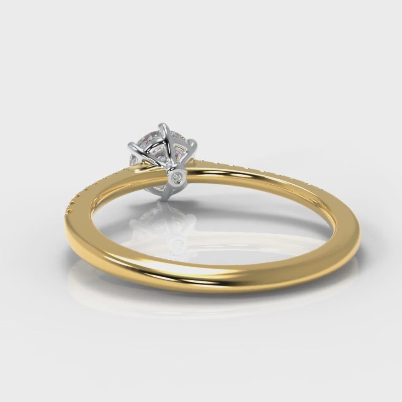 Star Petite Micropavé Round Brilliant Cut Diamond Engagement Ring - Yellow Gold