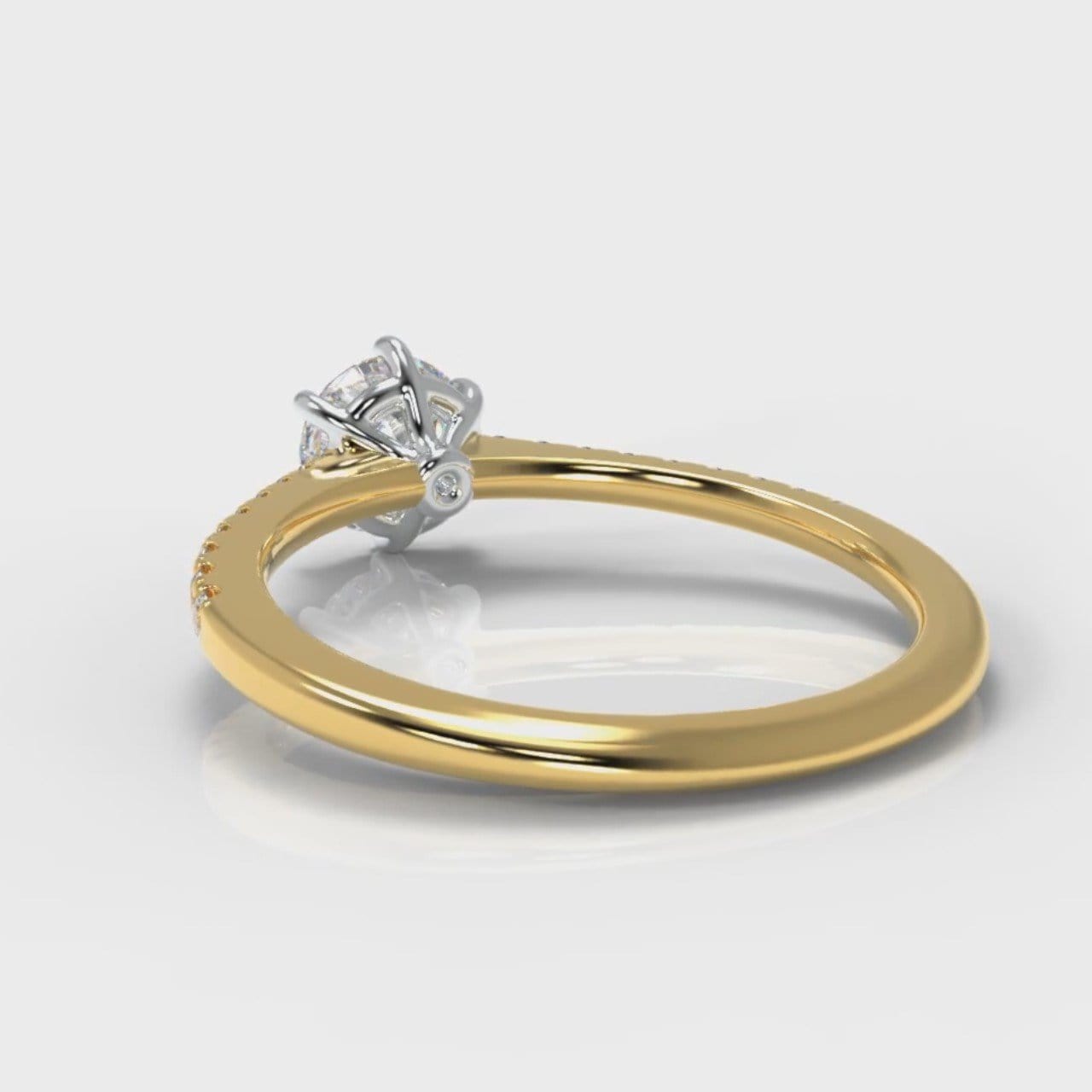 Star Petite Micropavé Round Brilliant Cut Diamond Engagement Ring - Yellow Gold