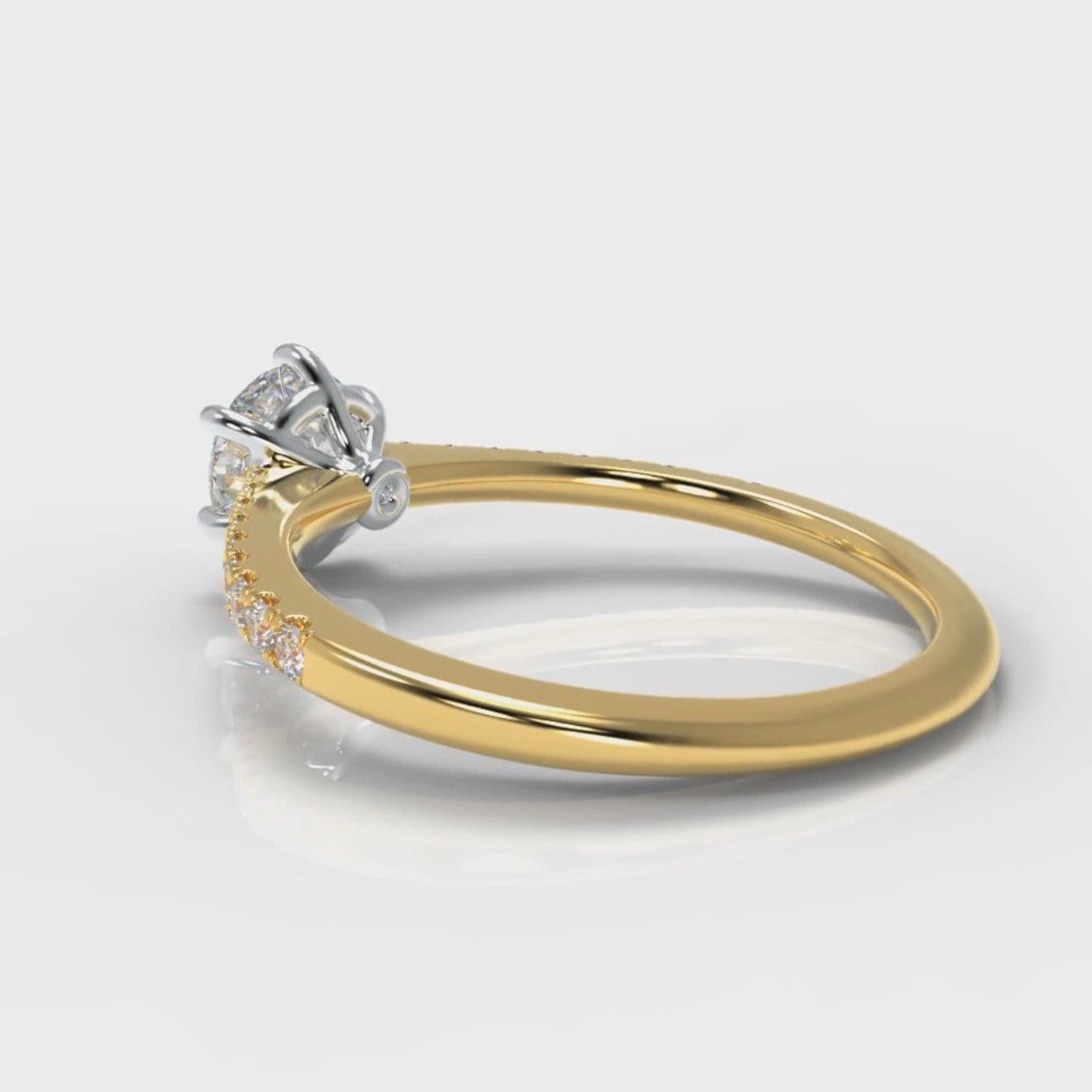 Star Petite Micropavé Round Brilliant Cut Diamond Engagement Ring - Yellow Gold