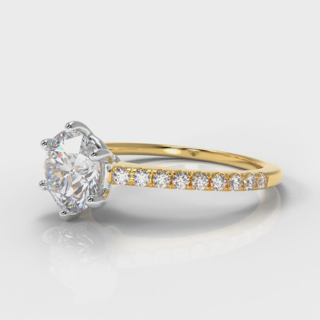 Star Petite Micropavé Round Brilliant Cut Diamond Engagement Ring - Yellow Gold