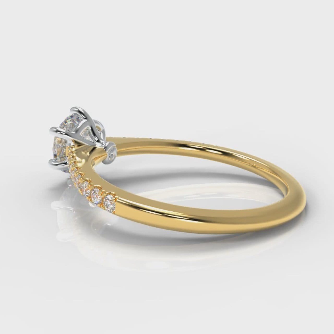 Star Petite Micropavé Round Brilliant Cut Diamond Engagement Ring - Yellow Gold