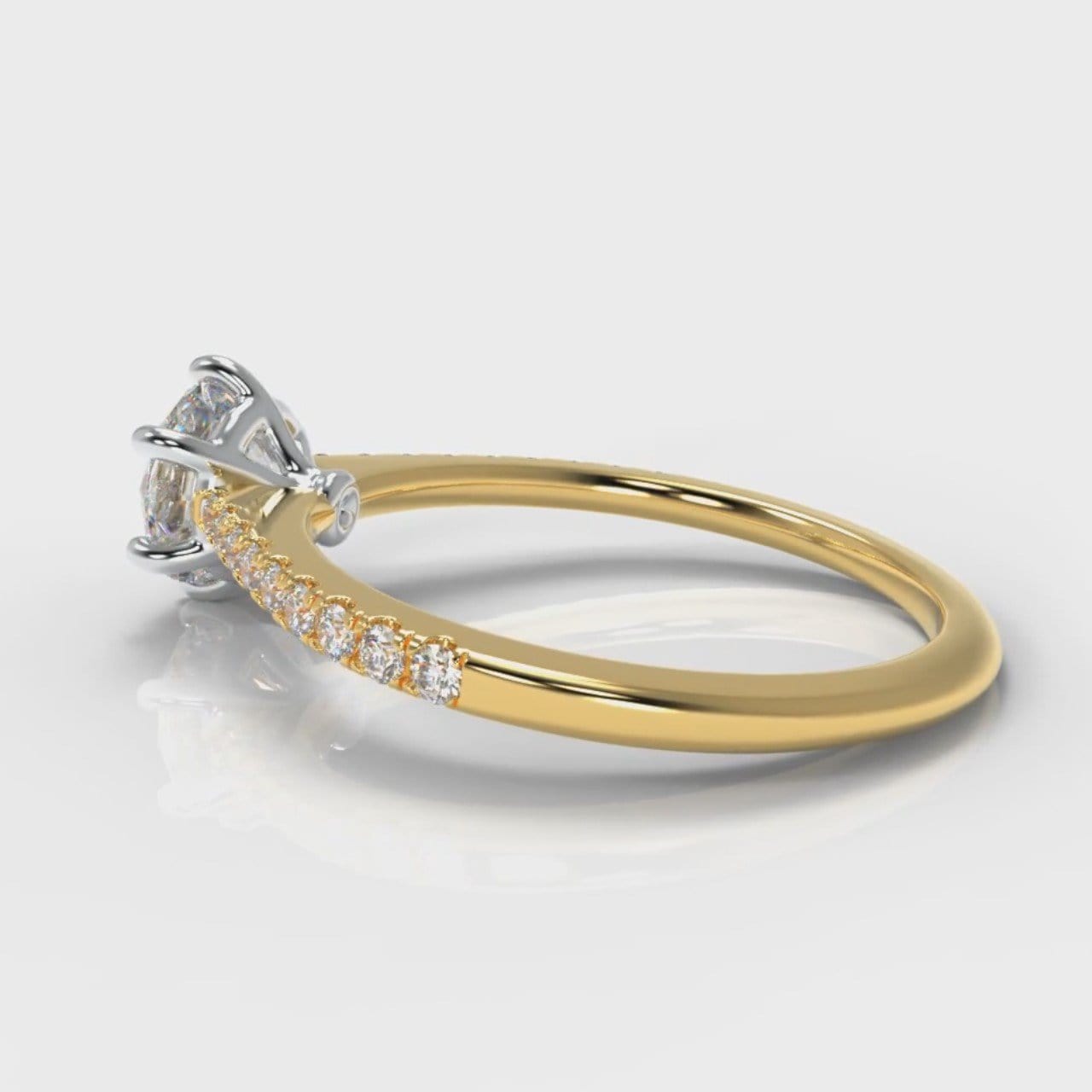 Star Petite Micropavé Round Brilliant Cut Diamond Engagement Ring - Yellow Gold