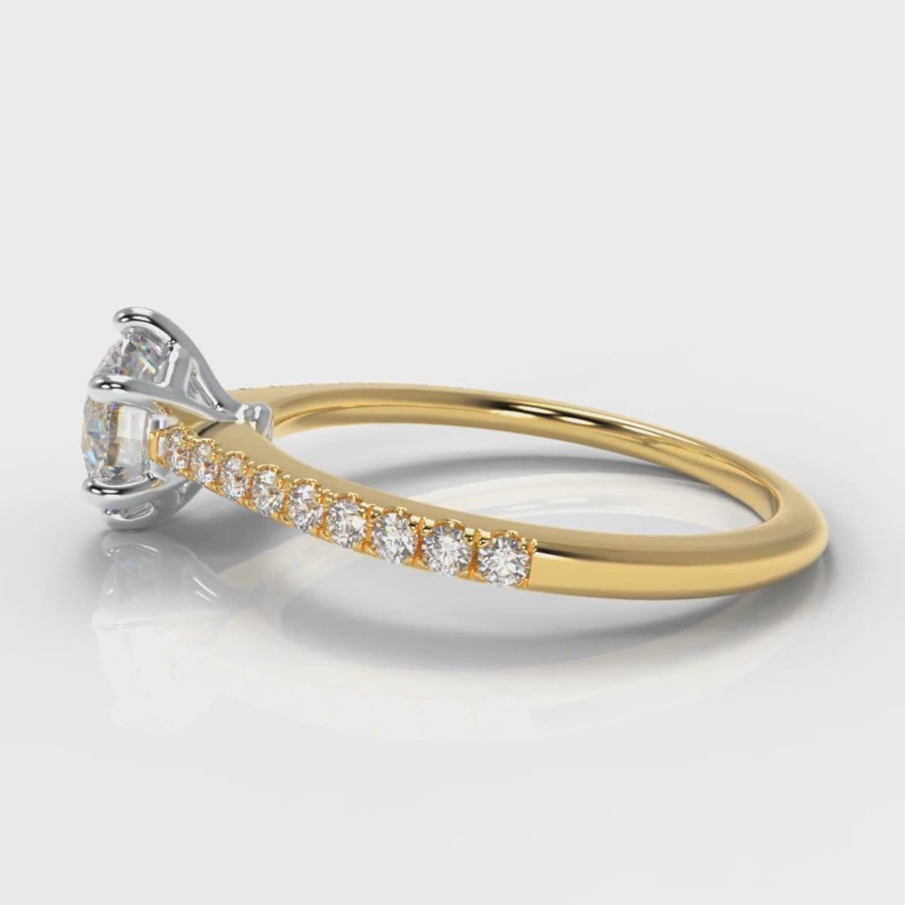 Star Petite Micropavé Round Brilliant Cut Diamond Engagement Ring - Yellow Gold