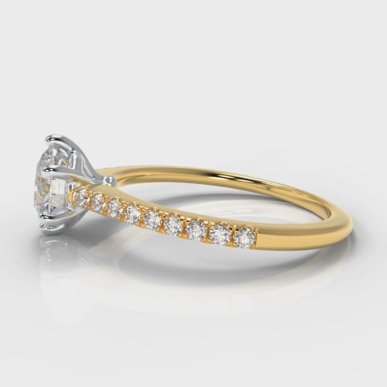 Star Petite Micropavé Round Brilliant Cut Diamond Engagement Ring - Yellow Gold