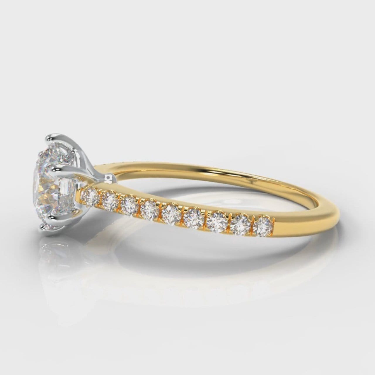 Star Petite Micropavé Round Brilliant Cut Diamond Engagement Ring - Yellow Gold