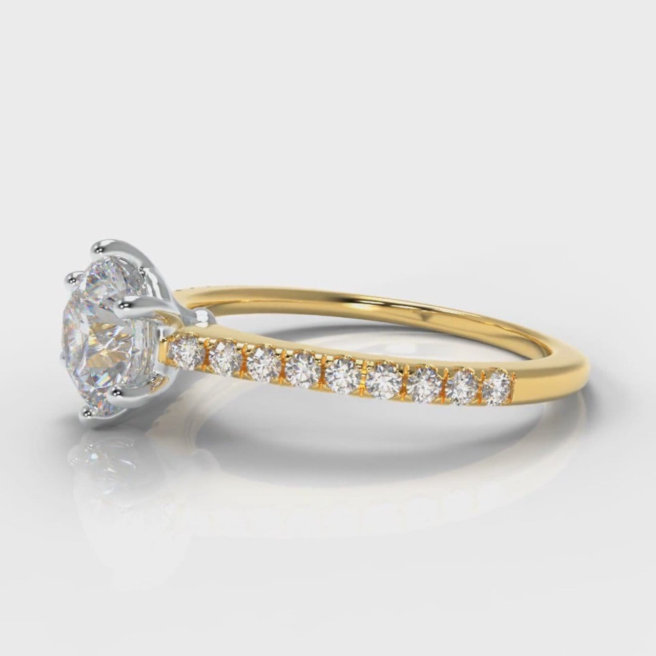 Star Petite Micropavé Round Brilliant Cut Diamond Engagement Ring - Yellow Gold