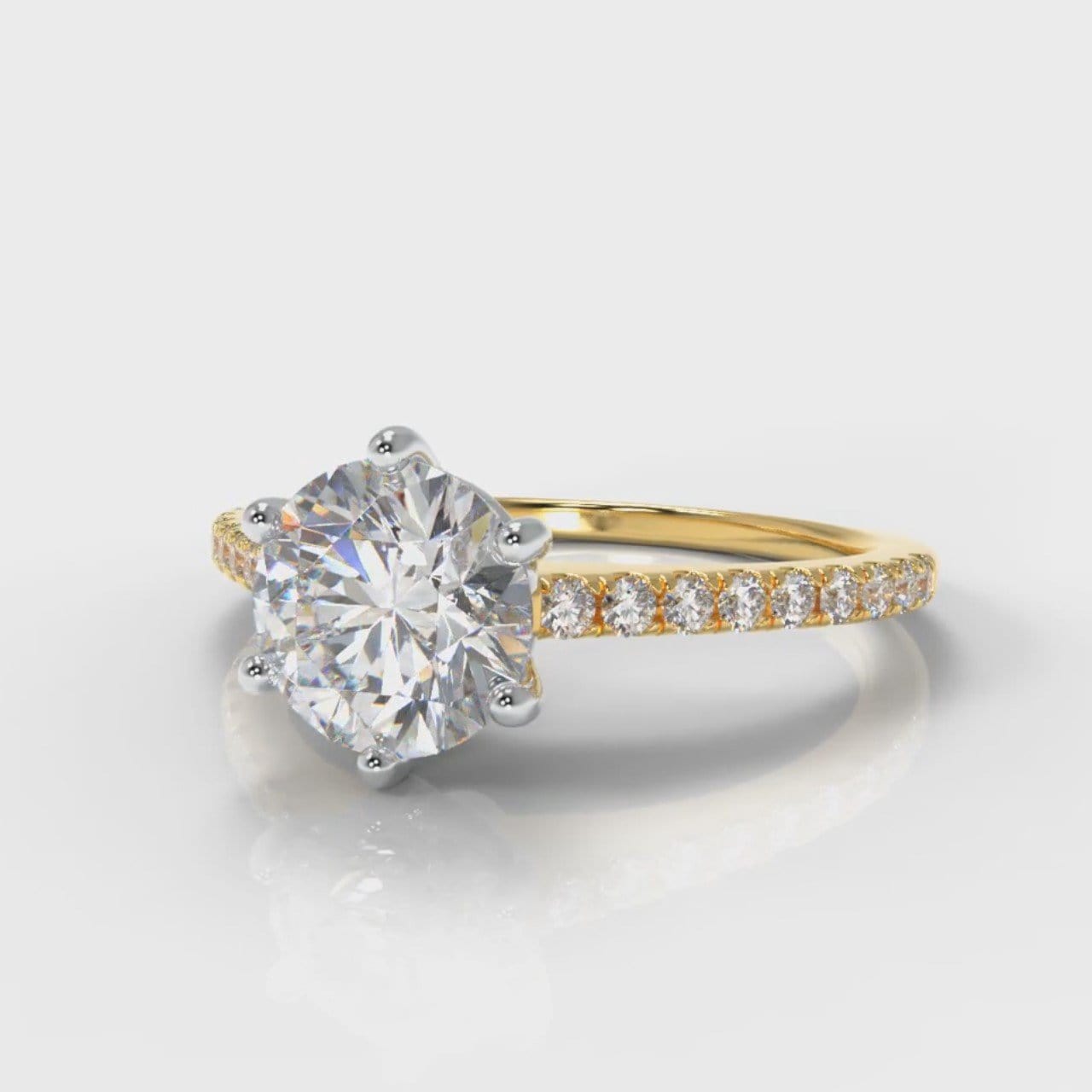 Star Petite Micropavé Round Brilliant Cut Diamond Engagement Ring - Yellow Gold