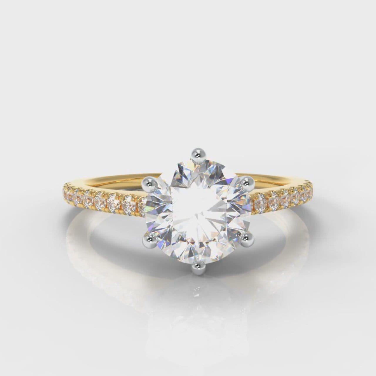 Star Petite Micropavé Round Brilliant Cut Diamond Engagement Ring - Yellow Gold