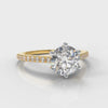 Star Petite Micropavé Round Brilliant Cut Diamond Engagement Ring - Yellow Gold