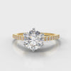Star Petite Micropavé Round Brilliant Cut Diamond Engagement Ring - Yellow Gold
