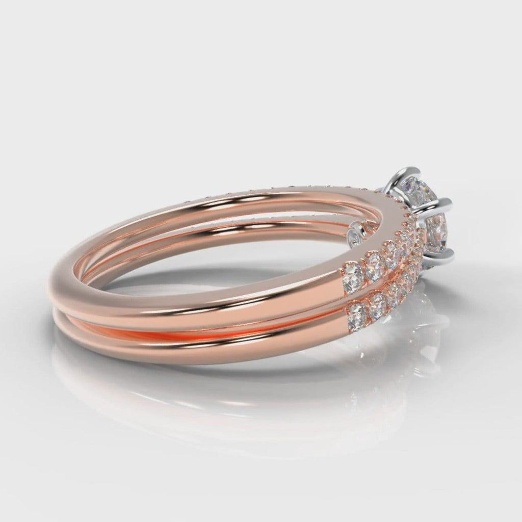 Star Petite Micropavé Round Brilliant Cut Diamond Bridal Set - Rose Gold