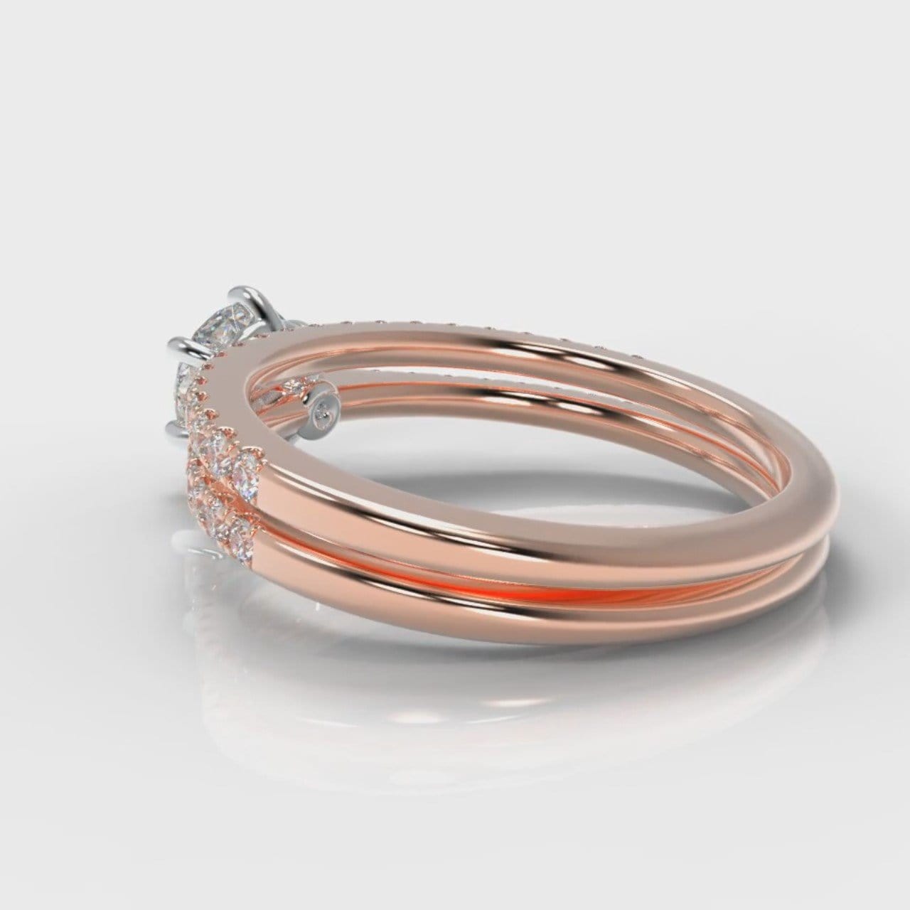Star Petite Micropavé Round Brilliant Cut Diamond Bridal Set - Rose Gold