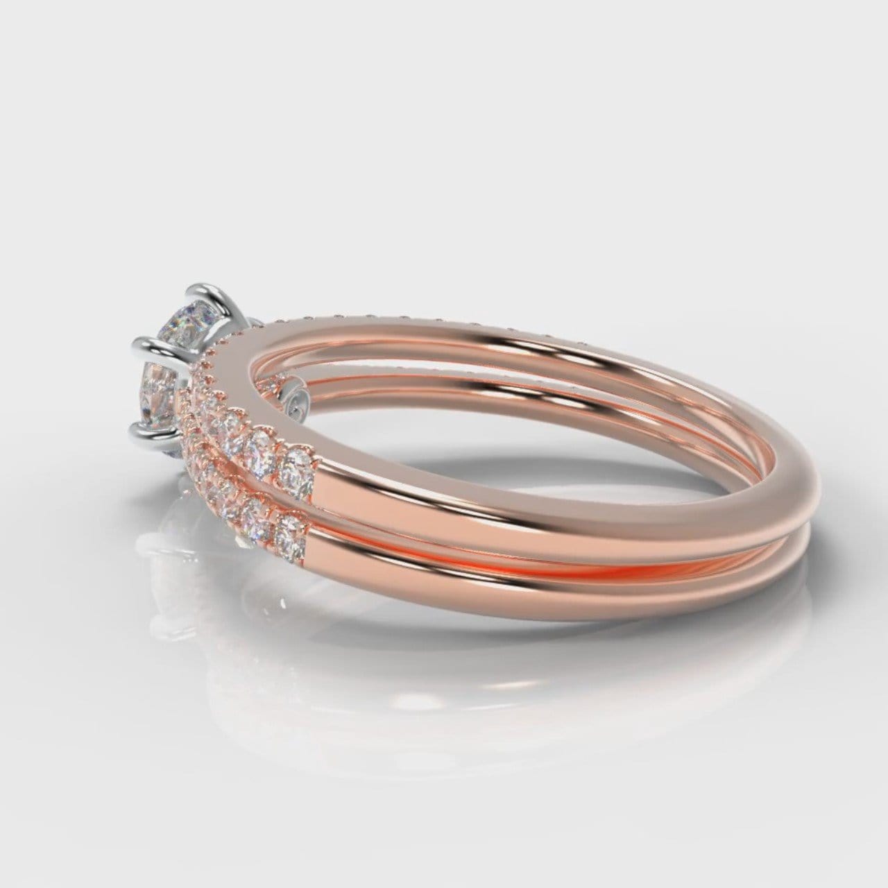 Star Petite Micropavé Round Brilliant Cut Diamond Bridal Set - Rose Gold