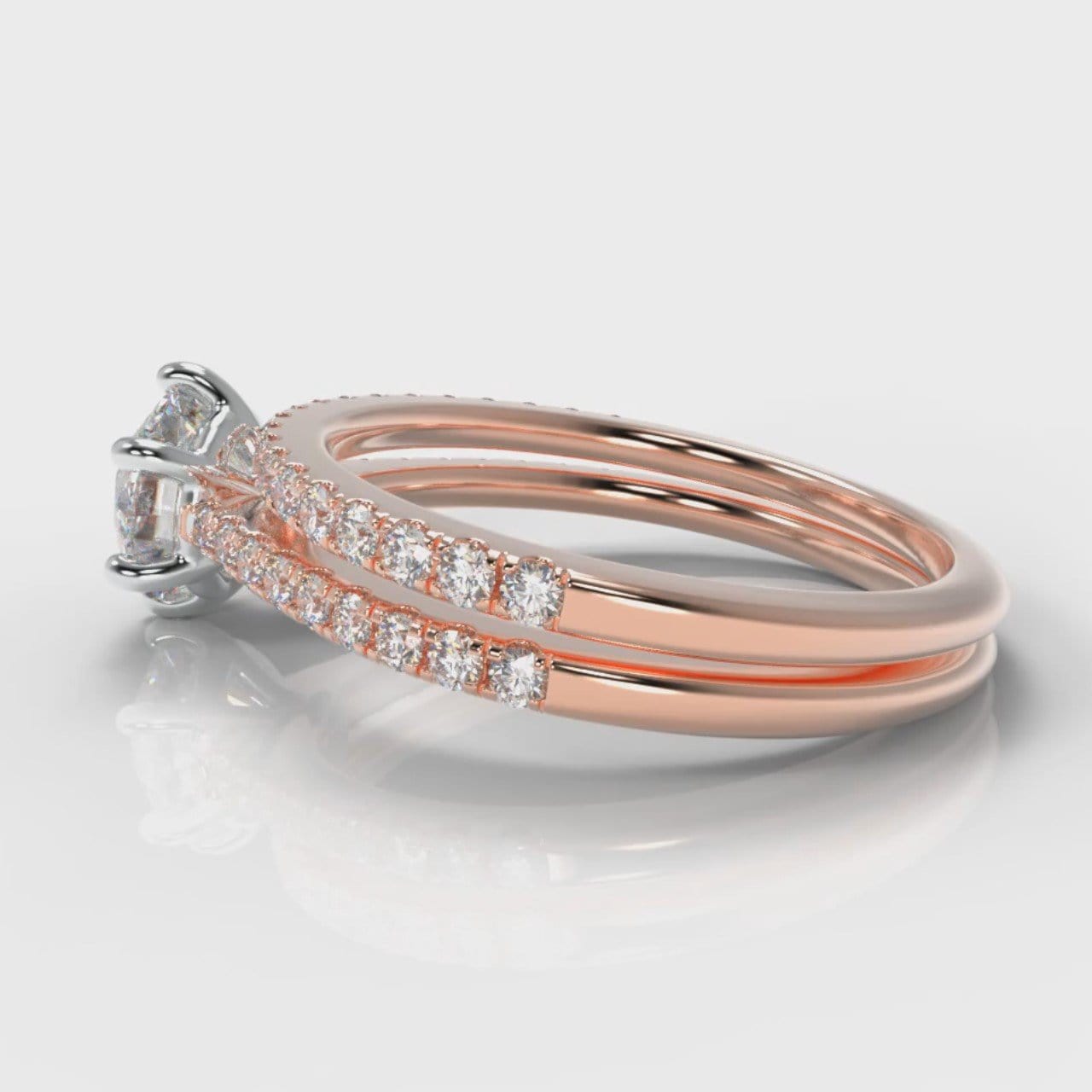 Star Petite Micropavé Round Brilliant Cut Diamond Bridal Set - Rose Gold