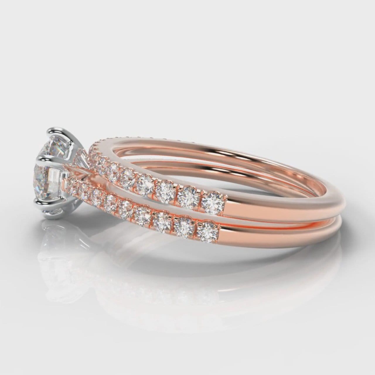 Star Petite Micropavé Round Brilliant Cut Diamond Bridal Set - Rose Gold