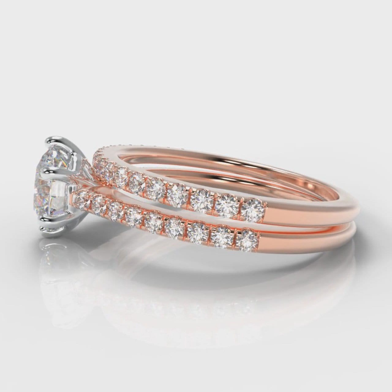 Star Petite Micropavé Round Brilliant Cut Diamond Bridal Set - Rose Gold