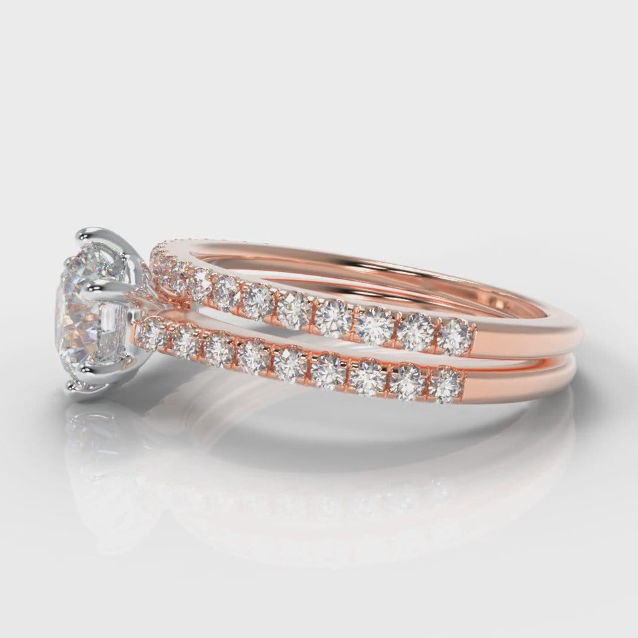 Star Petite Micropavé Round Brilliant Cut Diamond Bridal Set - Rose Gold