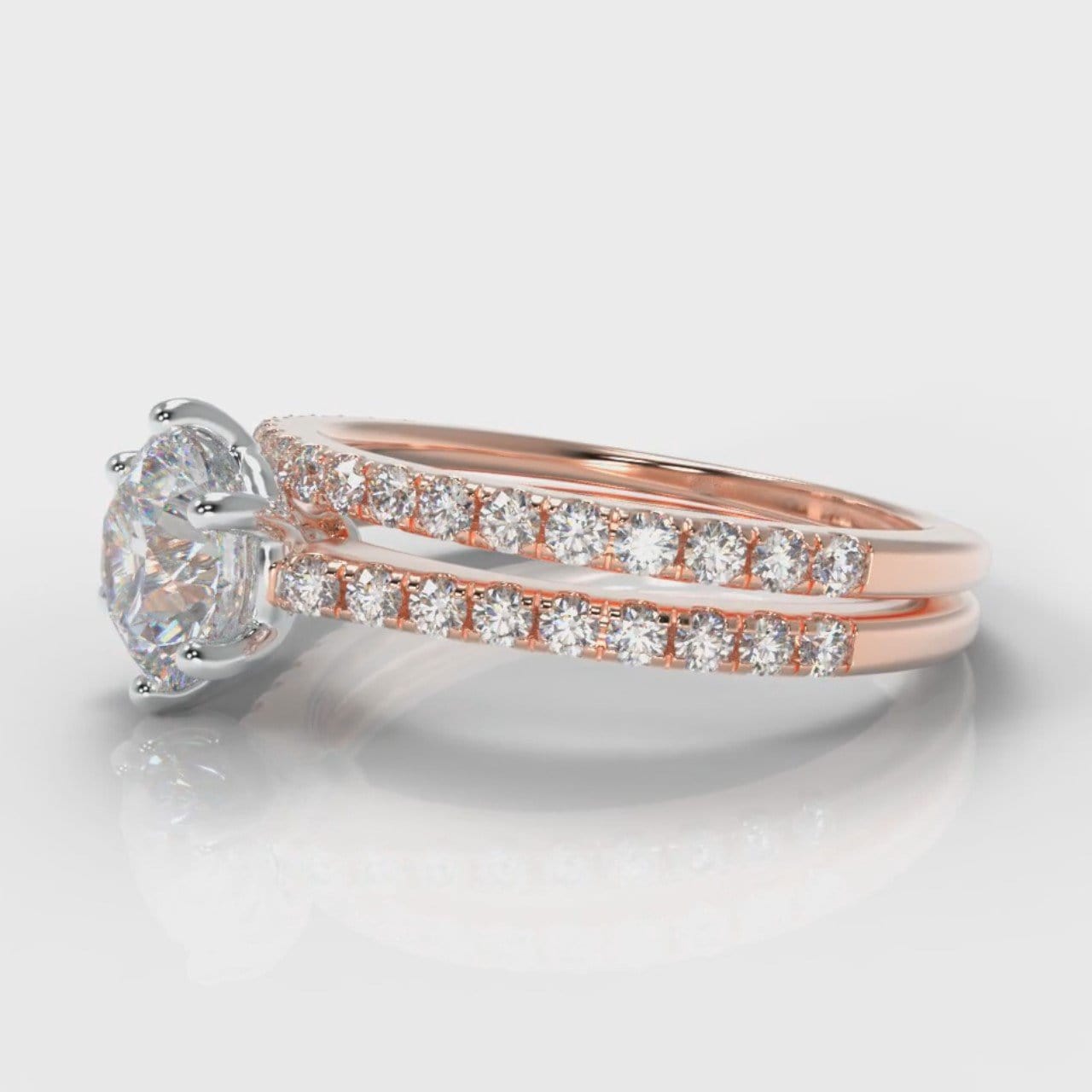 Star Petite Micropavé Round Brilliant Cut Diamond Bridal Set - Rose Gold