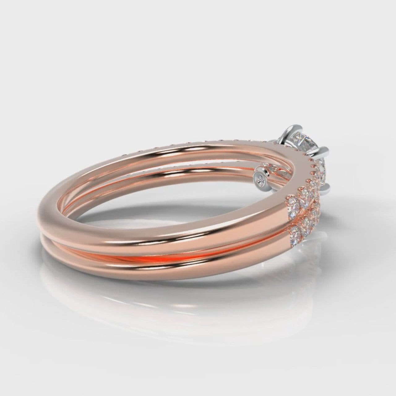 Star Petite Micropavé Round Brilliant Cut Diamond Bridal Set - Rose Gold