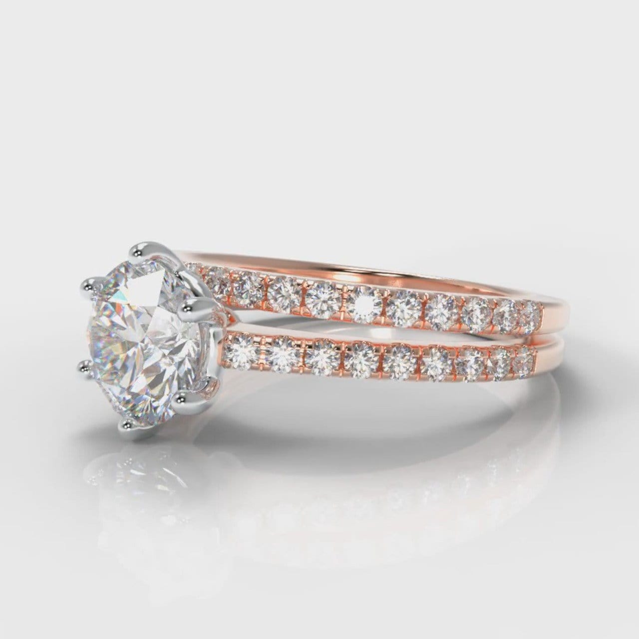 Star Petite Micropavé Round Brilliant Cut Diamond Bridal Set - Rose Gold