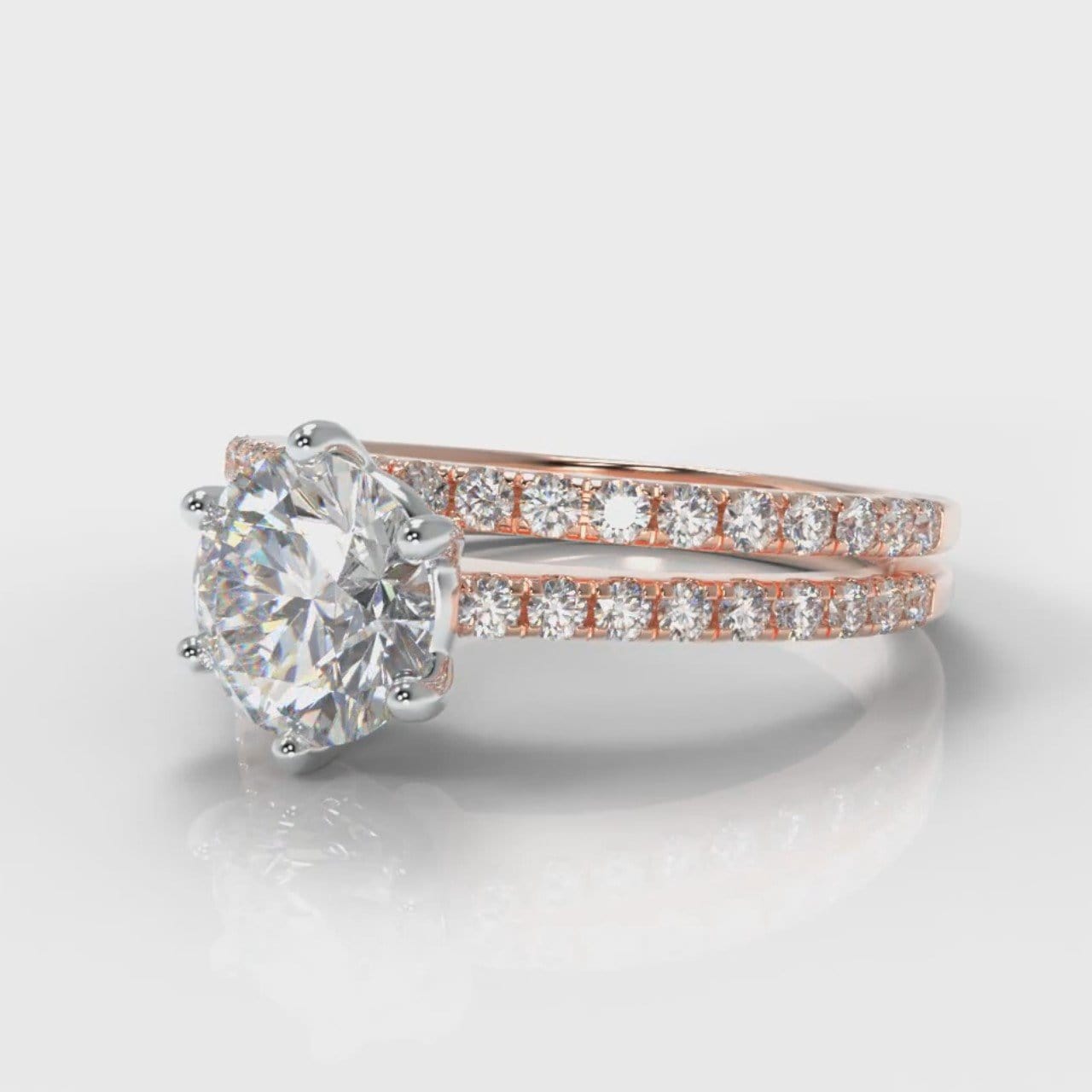 Star Petite Micropavé Round Brilliant Cut Diamond Bridal Set - Rose Gold