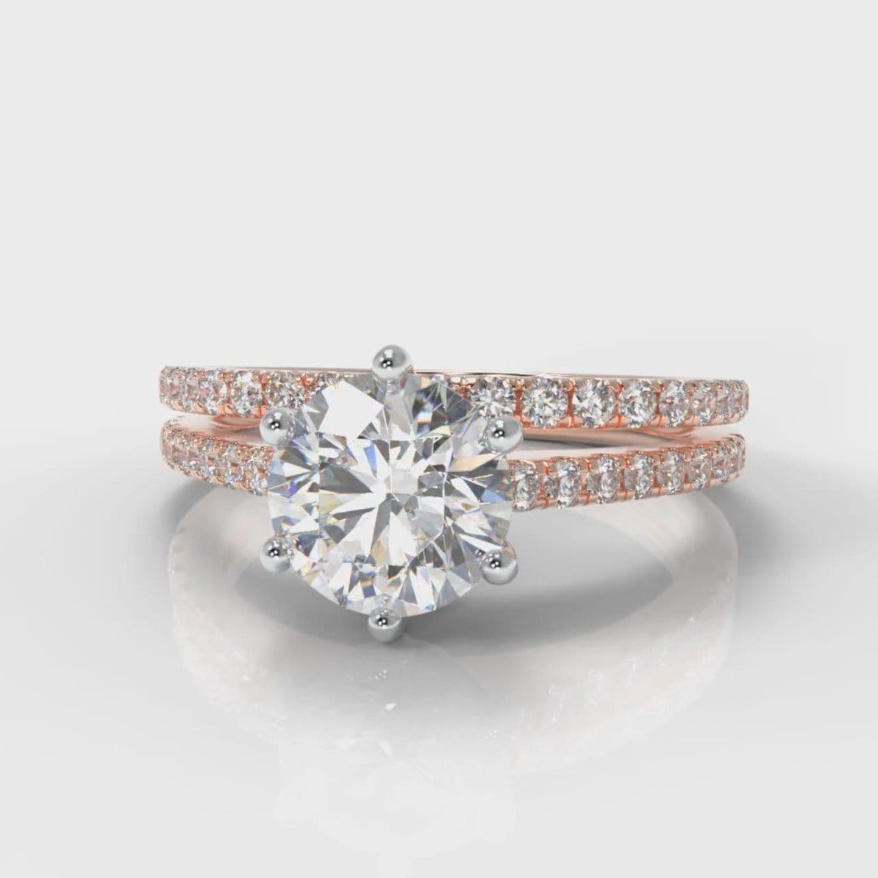 Star Petite Micropavé Round Brilliant Cut Diamond Bridal Set - Rose Gold