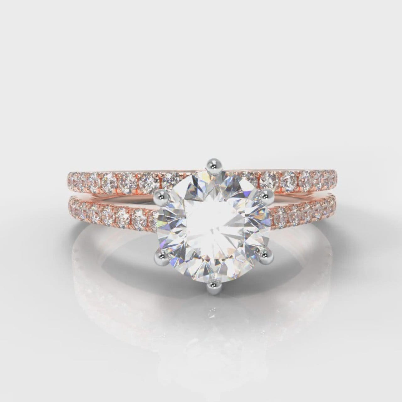 Star Petite Micropavé Round Brilliant Cut Diamond Bridal Set - Rose Gold
