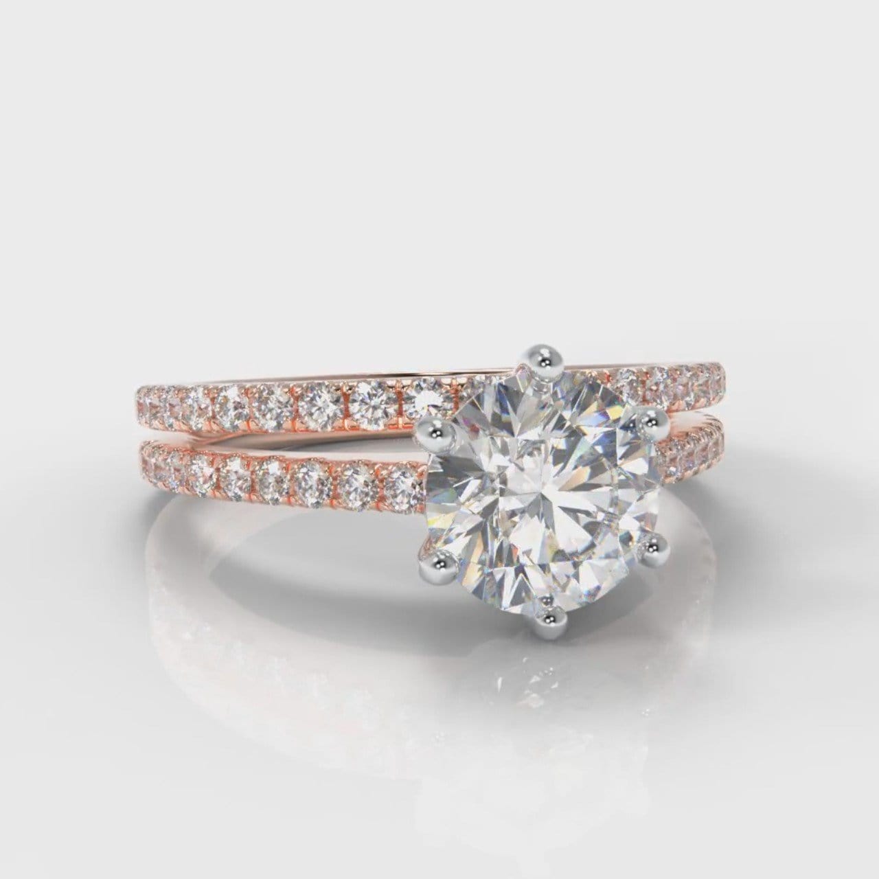 Star Petite Micropavé Round Brilliant Cut Diamond Bridal Set - Rose Gold