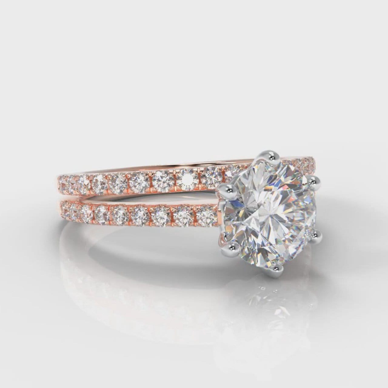 Star Petite Micropavé Round Brilliant Cut Diamond Bridal Set - Rose Gold
