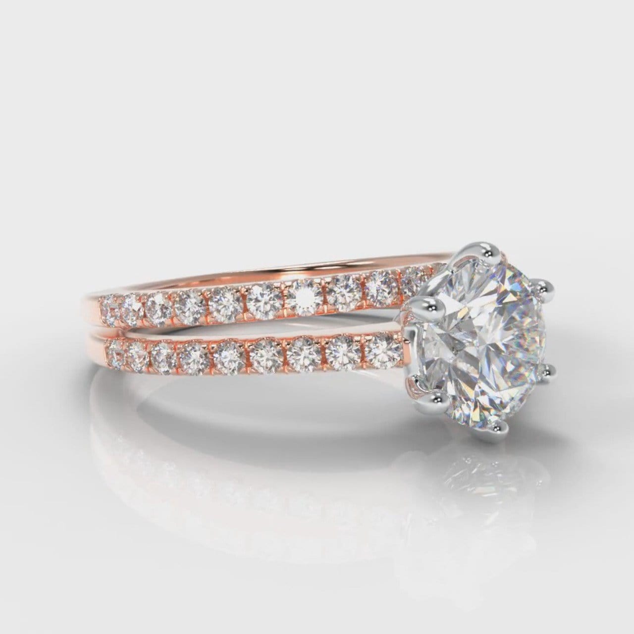 Star Petite Micropavé Round Brilliant Cut Diamond Bridal Set - Rose Gold