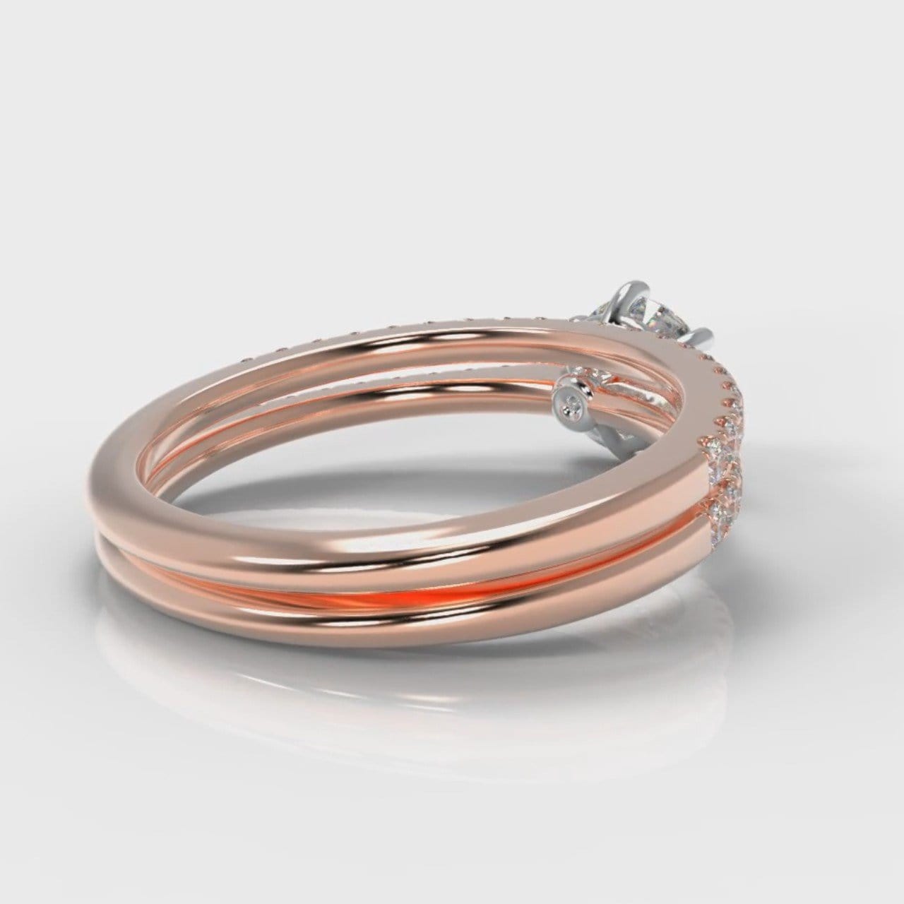 Star Petite Micropavé Round Brilliant Cut Diamond Bridal Set - Rose Gold