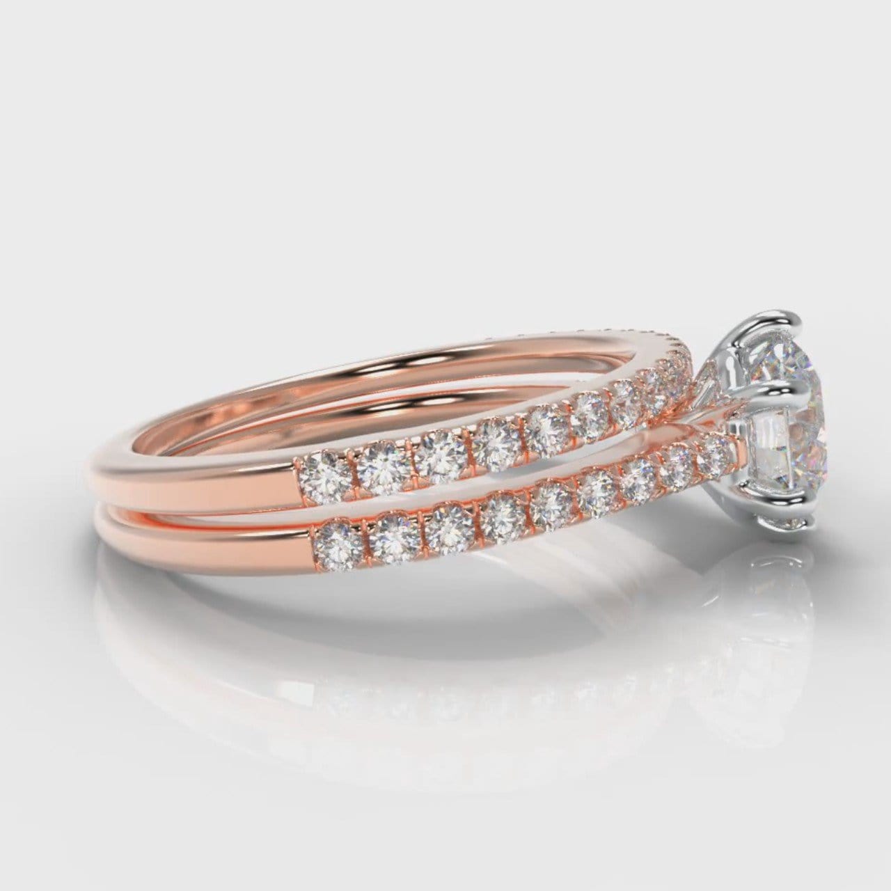 Star Petite Micropavé Round Brilliant Cut Diamond Bridal Set - Rose Gold
