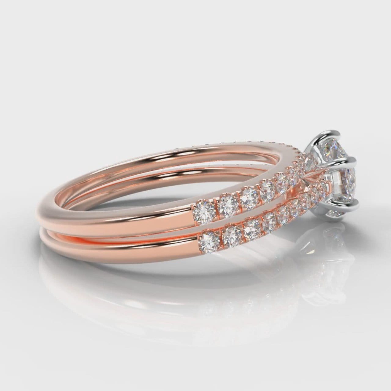 Star Petite Micropavé Round Brilliant Cut Diamond Bridal Set - Rose Gold