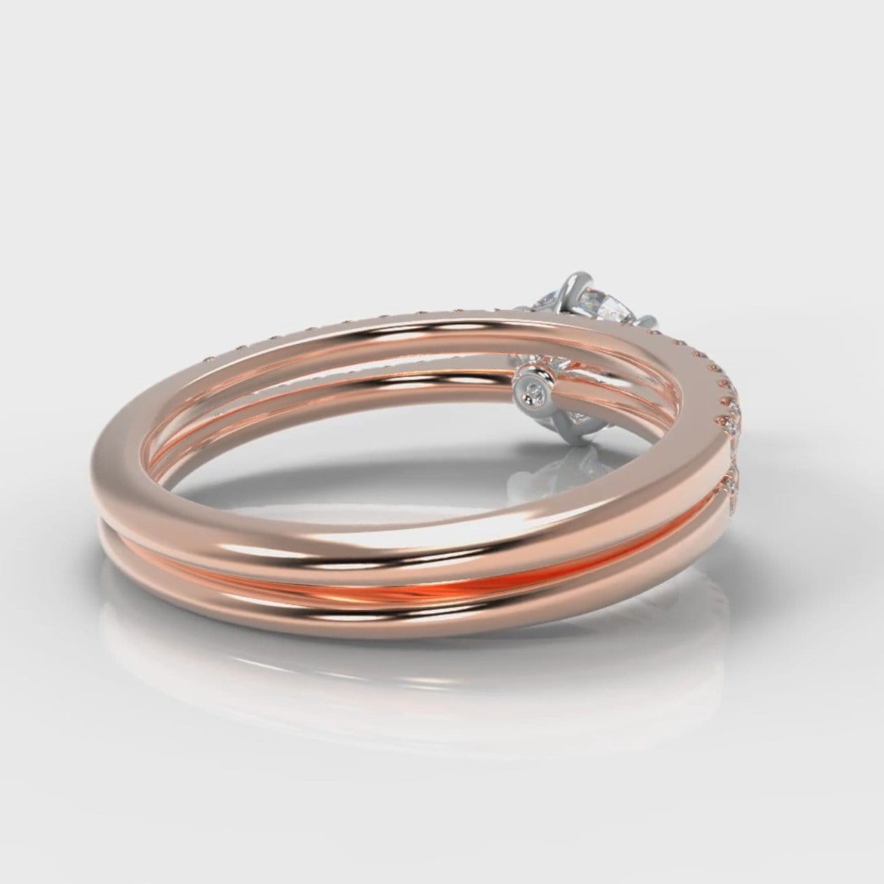 Star Petite Micropavé Round Brilliant Cut Diamond Bridal Set - Rose Gold