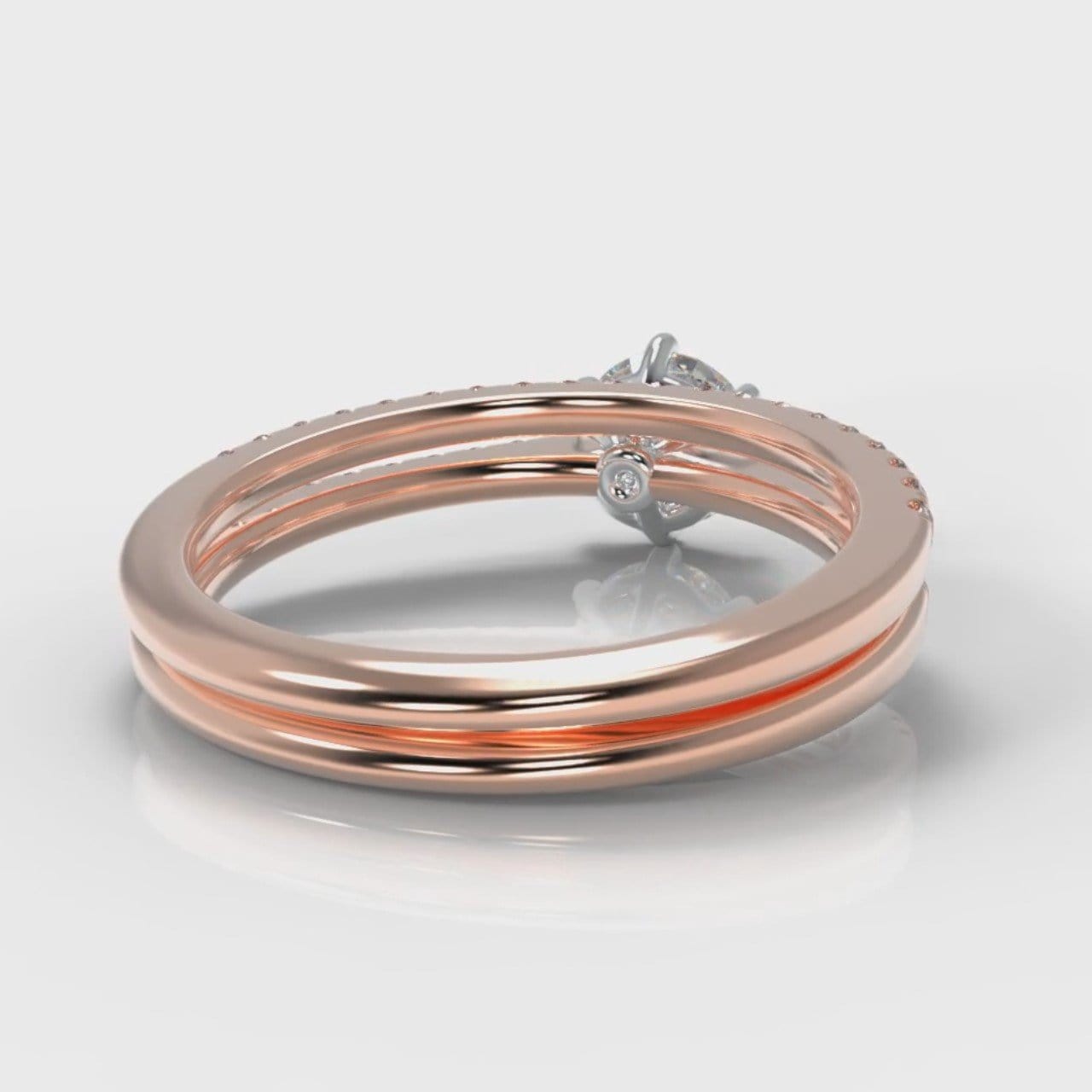 Star Petite Micropavé Round Brilliant Cut Diamond Bridal Set - Rose Gold