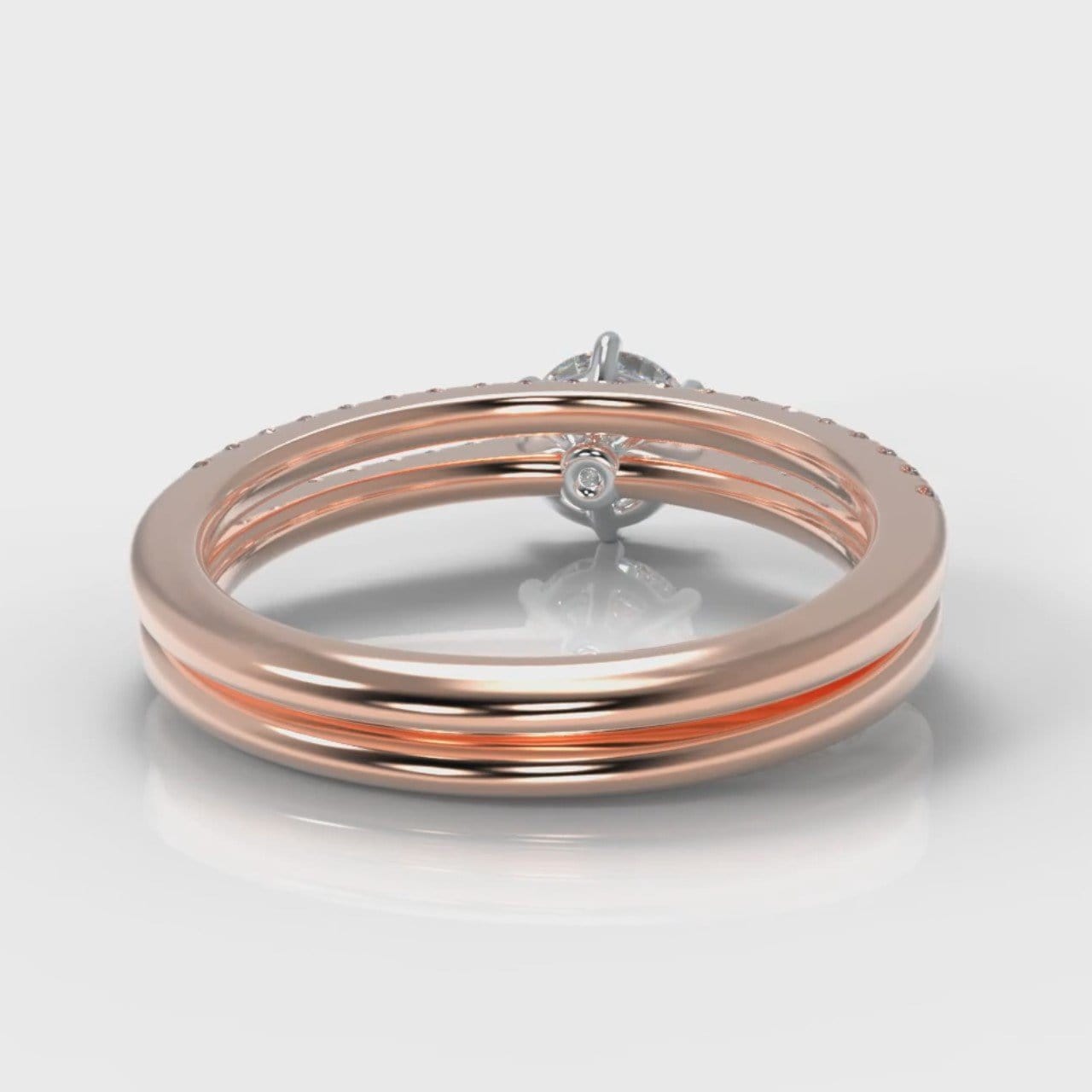 Star Petite Micropavé Round Brilliant Cut Diamond Bridal Set - Rose Gold