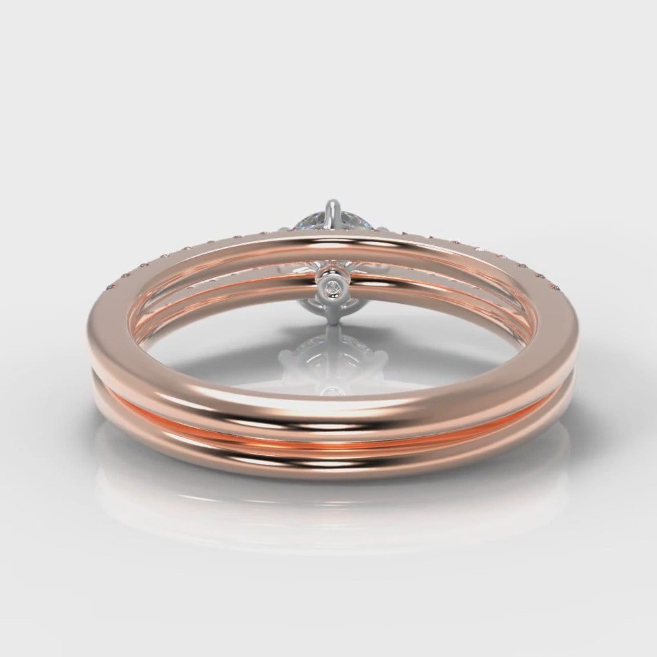 Star Petite Micropavé Round Brilliant Cut Diamond Bridal Set - Rose Gold