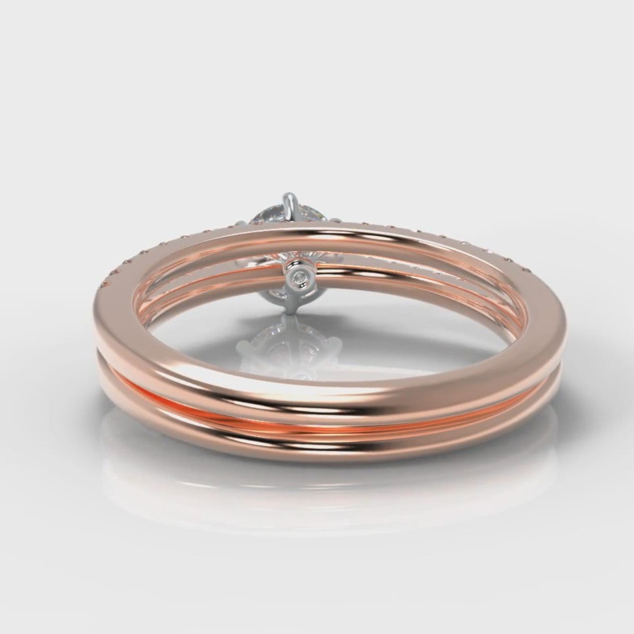 Star Petite Micropavé Round Brilliant Cut Diamond Bridal Set - Rose Gold