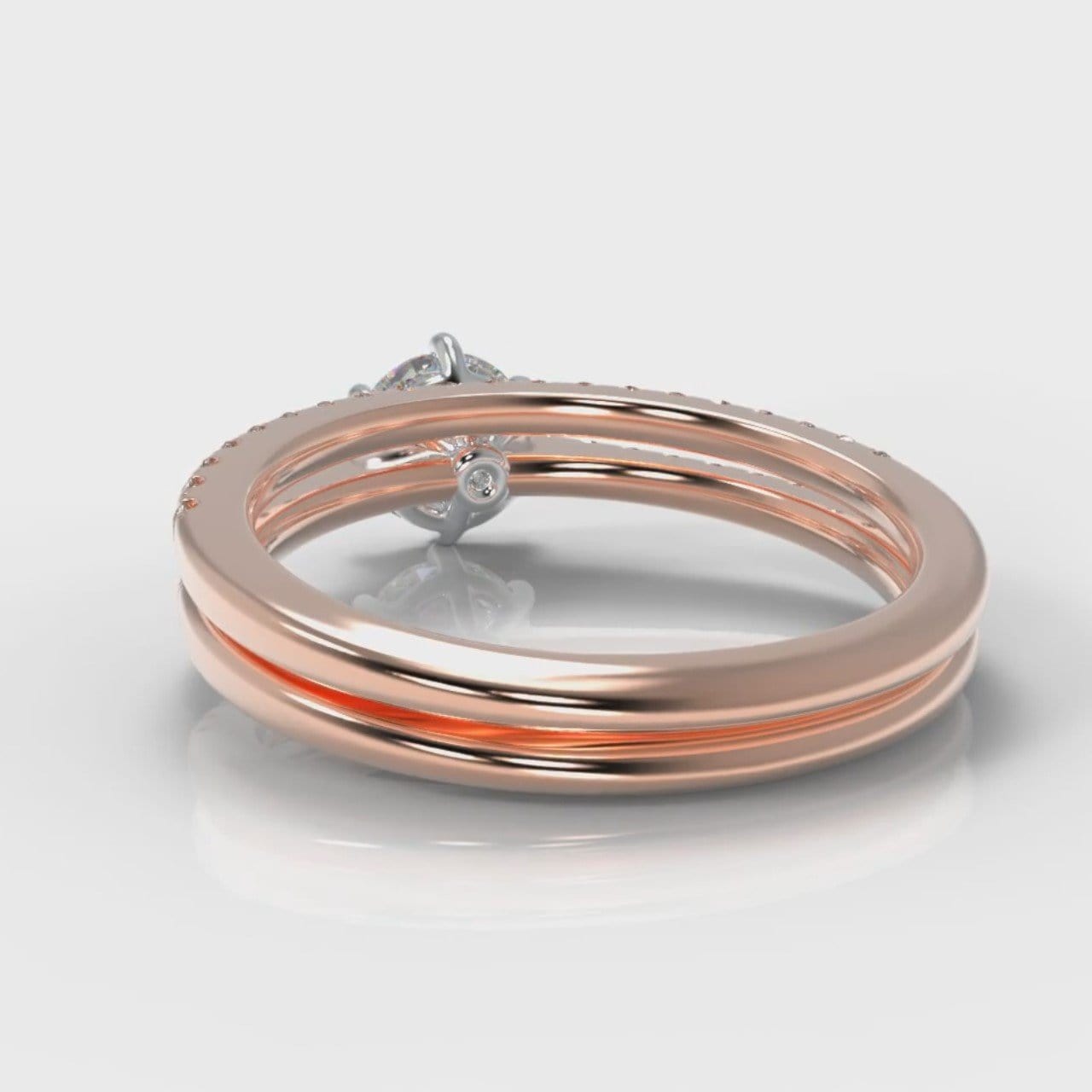 Star Petite Micropavé Round Brilliant Cut Diamond Bridal Set - Rose Gold