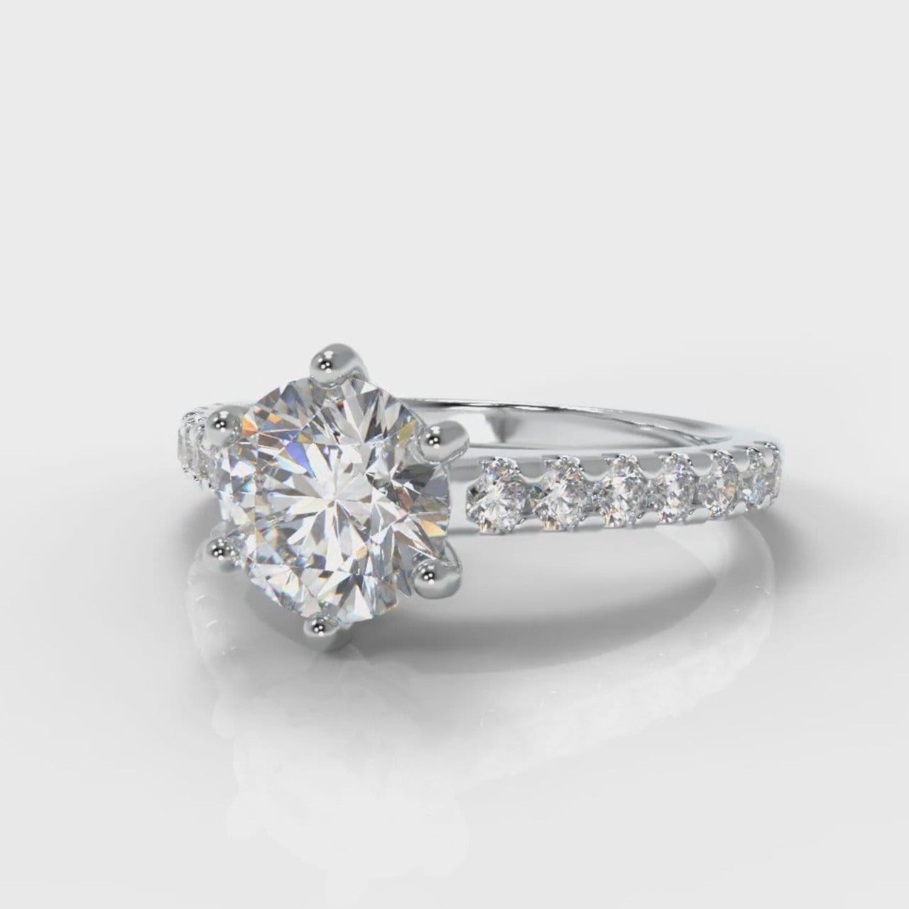 Star Micropavé Round Brilliant Diamond Engagement Ring