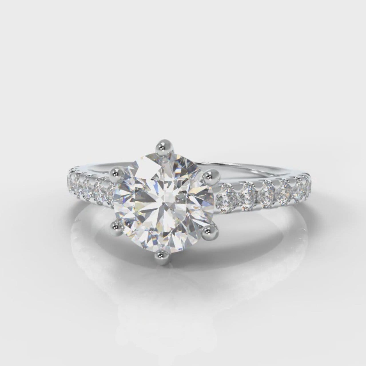 Star Micropavé Round Brilliant Diamond Engagement Ring