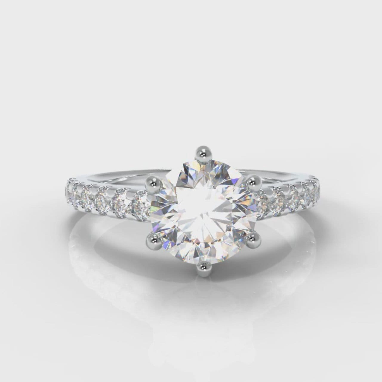Star Micropavé Round Brilliant Diamond Engagement Ring