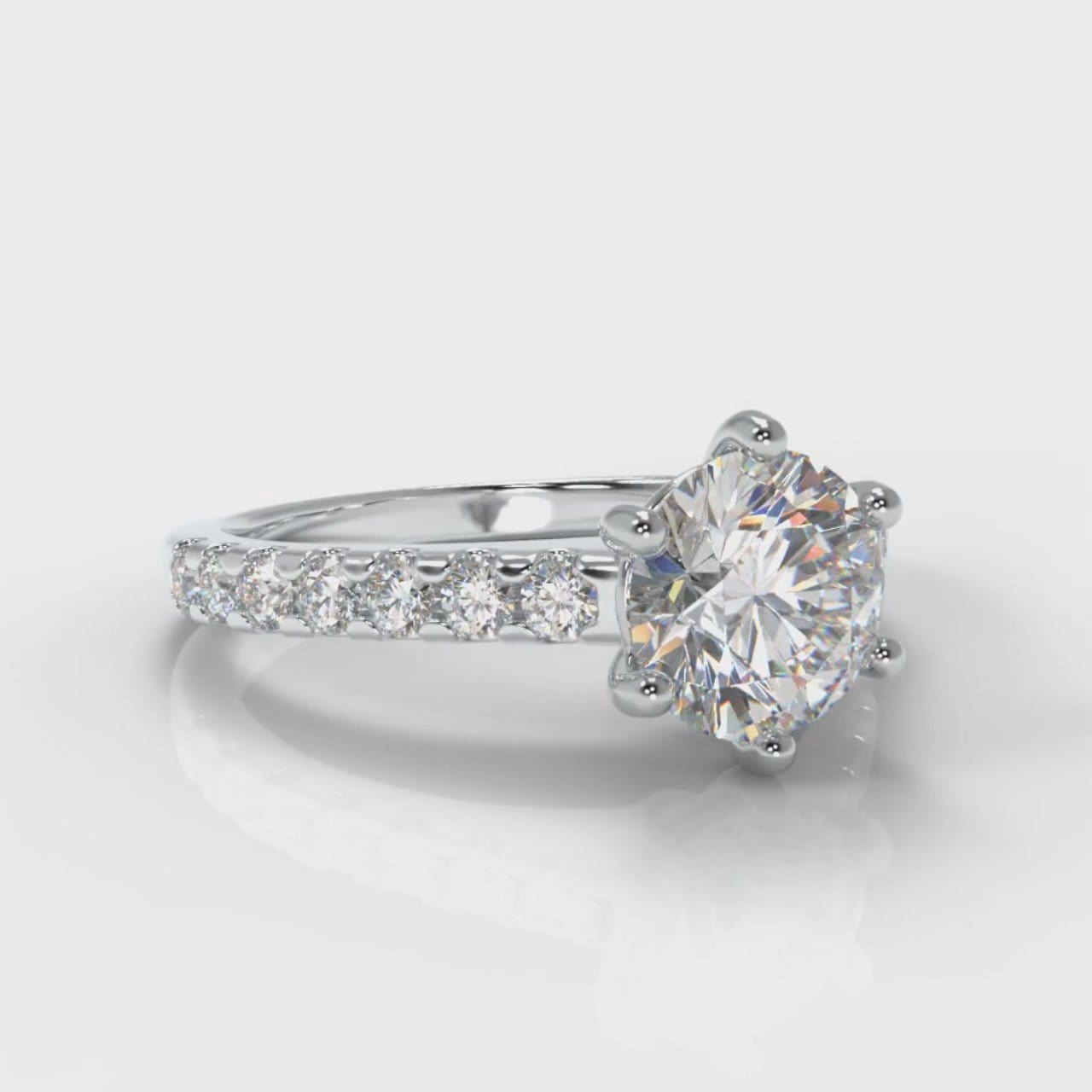 Star Micropavé Round Brilliant Diamond Engagement Ring