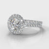 Petite Micropavé Round Brilliant Cut Diamond Halo Bridal Set