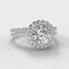Petite Micropavé Round Brilliant Cut Diamond Halo Bridal Set
