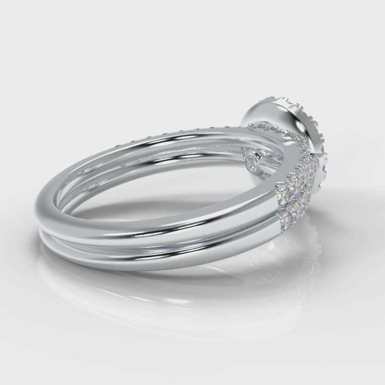 Petite Micropavé Round Brilliant Cut Diamond Halo Bridal Set
