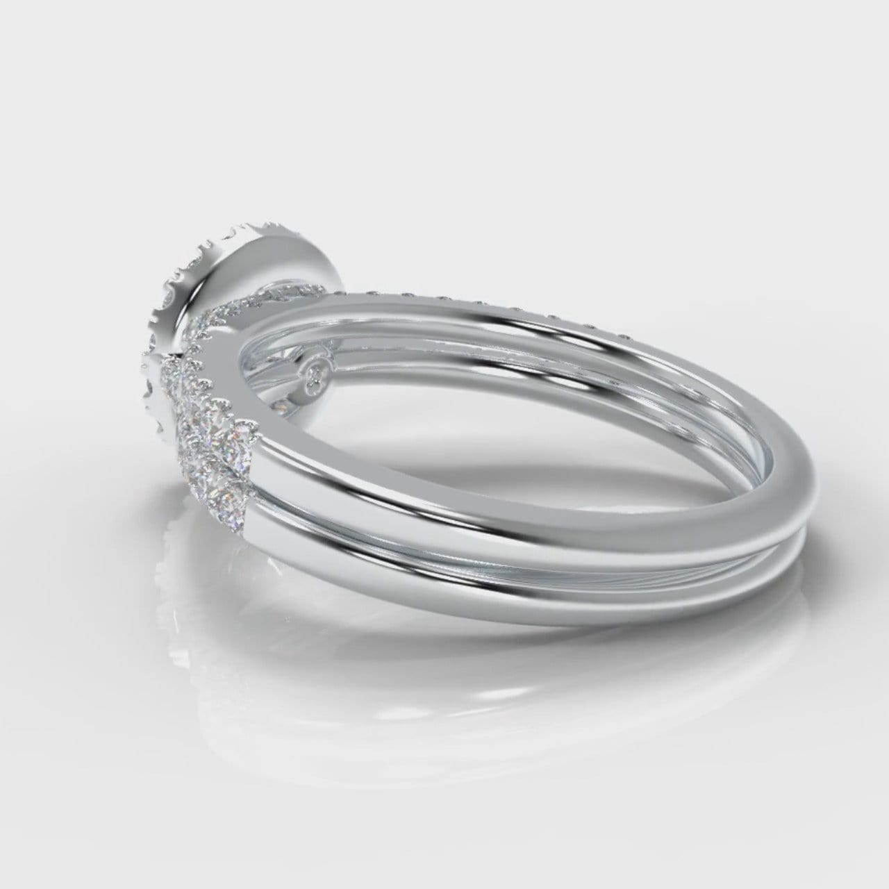 Petite Micropavé Round Brilliant Cut Diamond Halo Bridal Set
