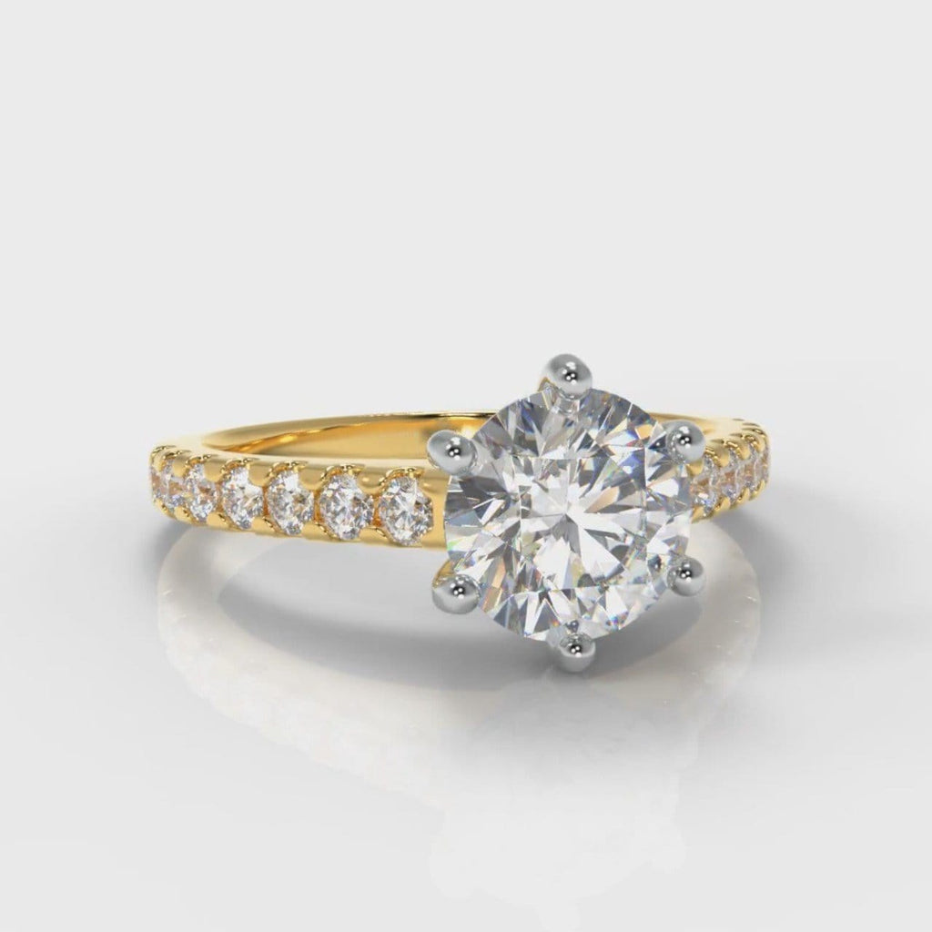 Star Micropavé Round Brilliant Diamond Engagement Ring - Yellow Gold