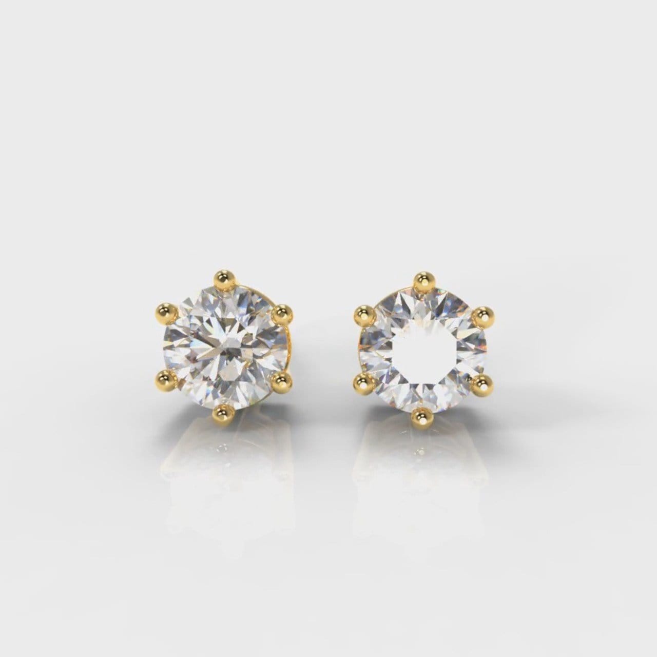Six Claw Diamond Stud Earrings (GIA Certified) - Yellow Gold