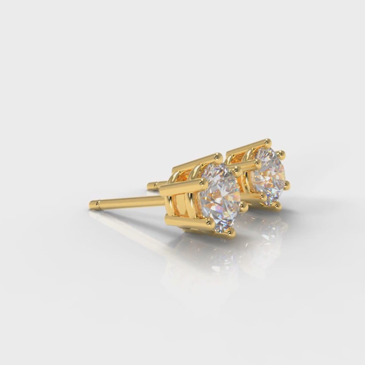 Six Claw Diamond Stud Earrings (GIA Certified) - Yellow Gold